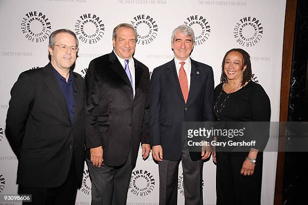 Executive Producer Rene Balcer, Series Creator Dick Wolf, and actors S. Epatha Merkerson and Sam Waterston attend Law & Order: Twenty Years and...