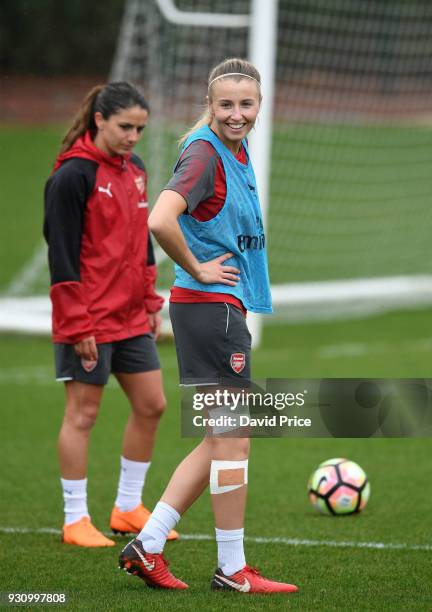 Leah Williamson of Arsenal during an Arsenal Women Training Session at London Colney on March 12, 2018 in St Albans, England.