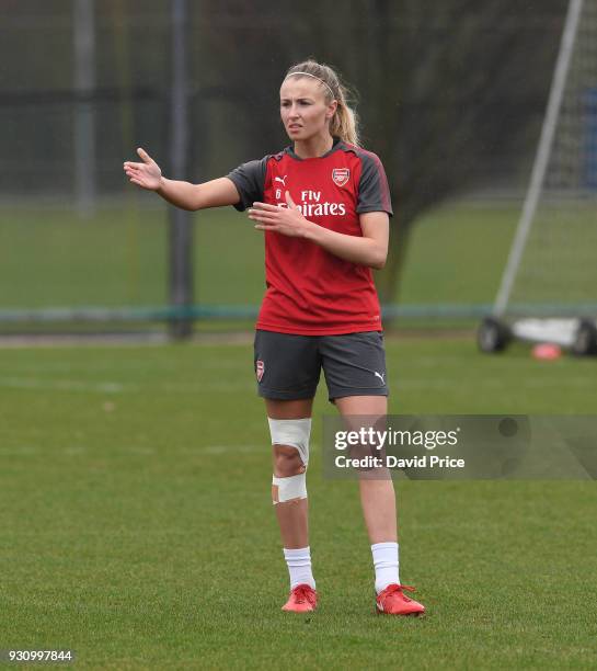 Leah Williamson of Arsenal during an Arsenal Women Training Session at London Colney on March 12, 2018 in St Albans, England.