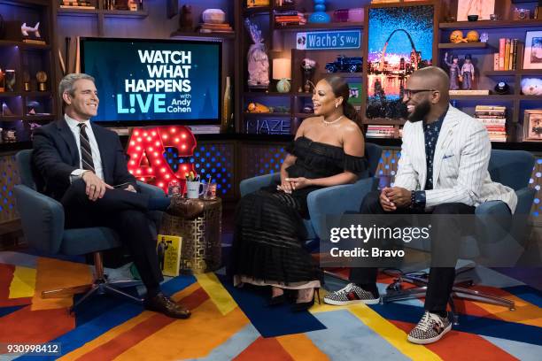 Pictured : Andy Cohen, Eva Marcille and Rickey Smiley --