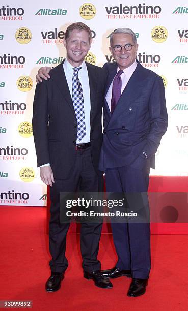 Director Matt Tyrnauer and Carlo Rossella attend the "Valentino: The Last Emperor" Premiere at Embassy Cinema on November 16, 2009 in Rome, Italy.