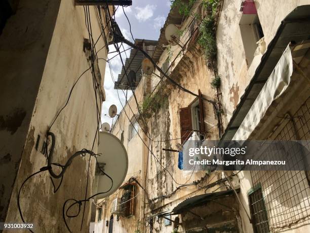 inside the narrow streets of the kasbah of algiers - casbah stock pictures, royalty-free photos & images