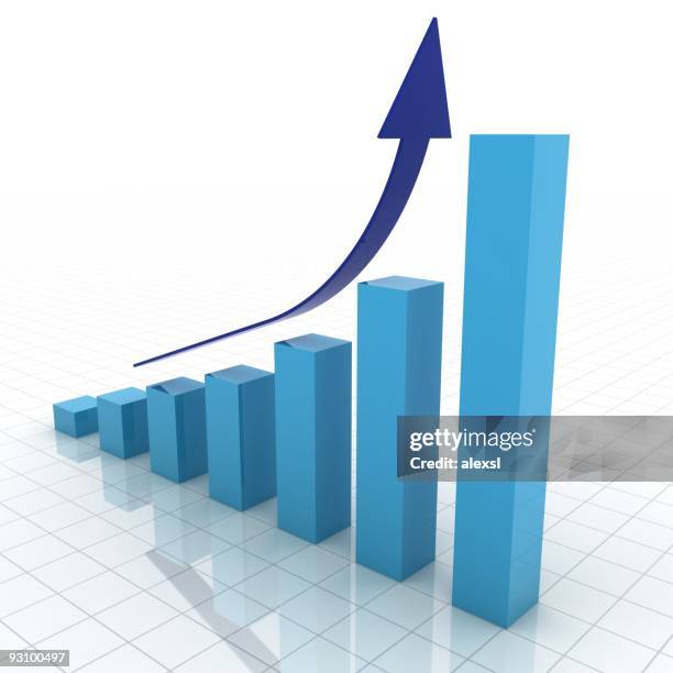 blue 3d business graph showing growth - growth chart stock pictures, royalty-free photos & images