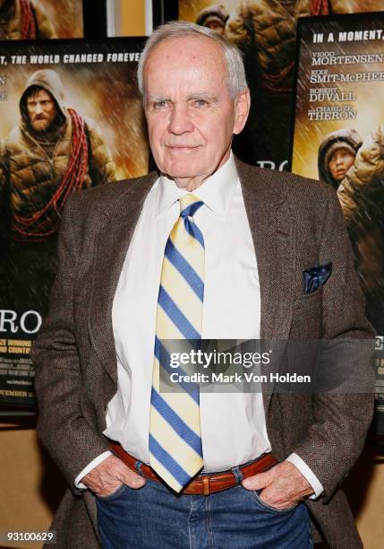 Writer Cormac McCarthy attends the New York premiere of Dimension Films' "The Road" at Clearview Chelsea Cinemas on November 16, 2009 in New York...