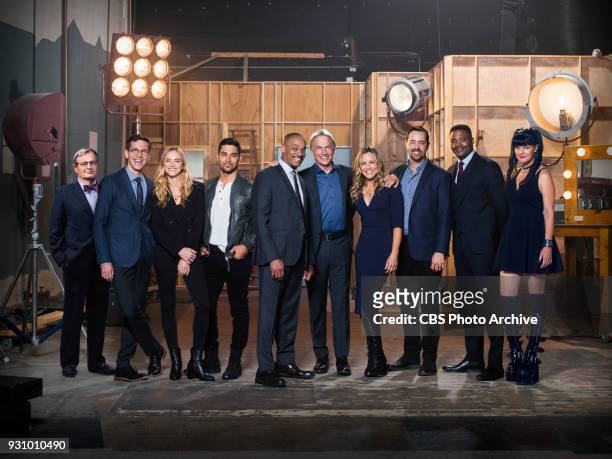 The cast of the CBS series NCIS, scheduled to air on the CBS Television Network. Pictured: David McCallum, Brian Dietzen, Emily Wickersham, Wilmer...