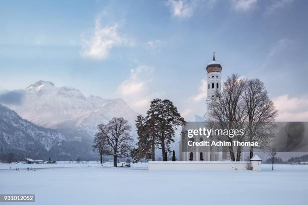 st. coloman church, bavaria, germany, europe - ammersee winter stock-fotos und bilder