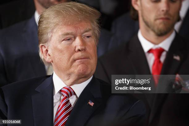 President Donald Trump pauses while speaking during an event honoring the 2017 World Series Champion Houston Astros at the White House in Washington,...