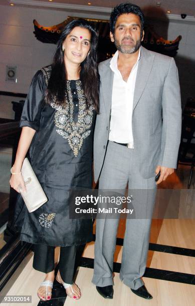 Actor Sunil Shetty with wife Mana at a wine tasting event in Mumbai on Saturday, November 14, 2009.