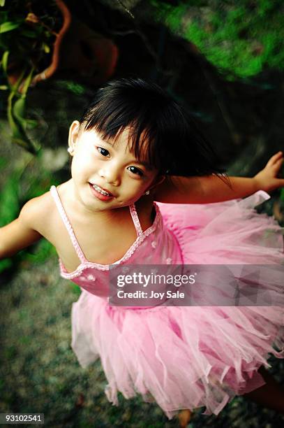 little girl in pink tutu - wonky fringe stock pictures, royalty-free photos & images