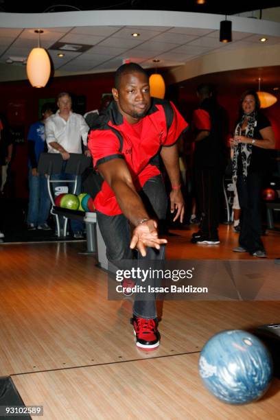 Dwyane Wade of the Miami Heat participates in the Miami Heat Bowling Event on November 16, 2009 at Splitsville in Miami, Florida. NOTE TO USER: User...