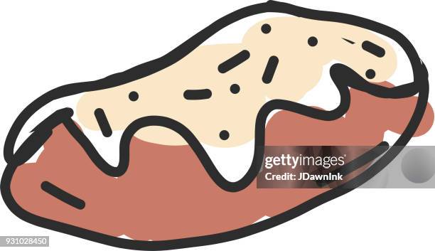 hand drawn eclair dessert - chocolate eclair stock illustrations