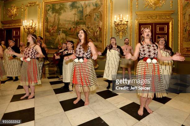 Dancers perform at the 2018 Commonwealth Day reception at Marlborough House on March 12, 2018 in London, England.
