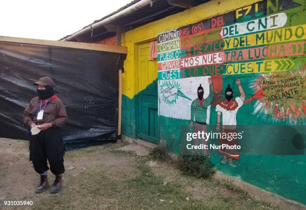 Zapatista women are seen during activities in which they celebrate the birth of the Caracoles and the Zapatista Good Government Meeting, as a...