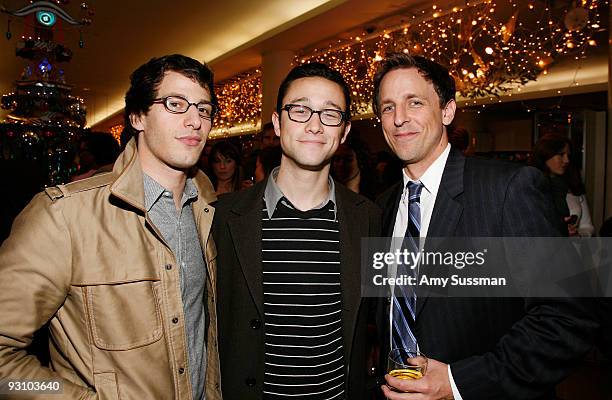 From SNL Andy Samberg, actor Joseph Gordon-Levitt and from SNL Seth Meyers attend the Barneys New York unveiling of the 2009 Holiday Window...