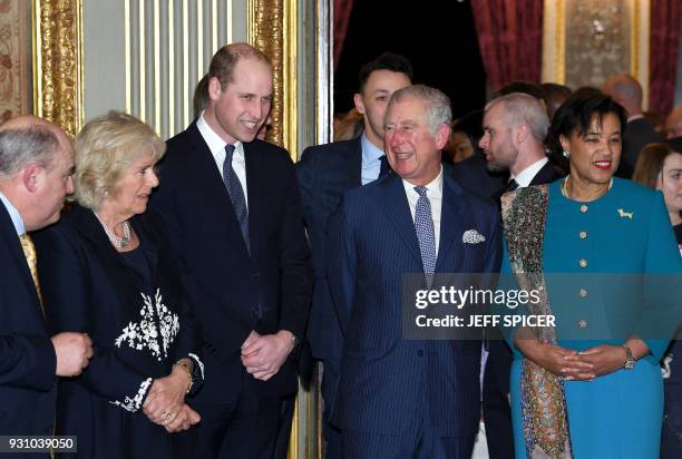 Britain's Camilla, Duchess of Cornwall , Britain's Prince William, Duke of Cambridge, Britain's Prince Charles, Prince of Wales and Baroness Patricia...