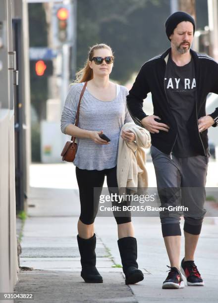 Amy Adams and Darren Le Gallo are seen on March 12, 2018 in Los Angeles, California.