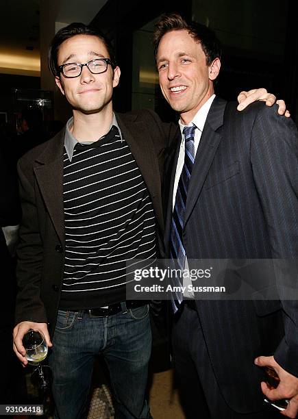 Actor Joseph Gordon-Levitt and from SNL Seth Meyers attend the Barneys New York unveiling of the 2009 Holiday Window Celebrating 35 Years of SNL at...