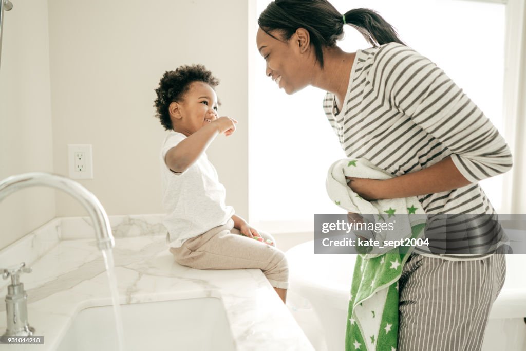 Baby girl brushing teeth