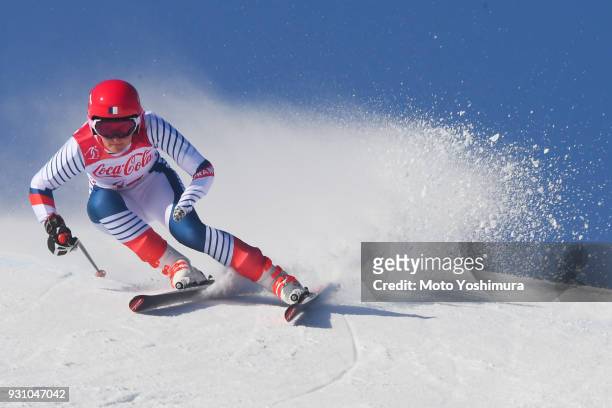 Marie Bochet of France competes in the Alpine Skiing Women's Super-G - Standing on day two of the PyeongChang 2018 Paralympic Games at Jeongseon...