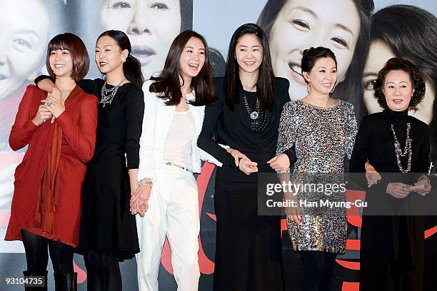 Actresses Kim Ok-Bin, Kim Min-Hee, Choi Ji-Woo, Ko Hyun-Jung, Lee Mi-Suk and Yun Yeo-Jung attend the "The Actresses" press conference at Mega Box on...