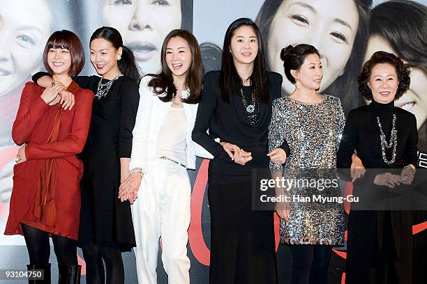 Actreses Kim Ok-Bin, Kim Min-Hee, Choi Ji-Woo, Ko Hyun-Jung, Lee Mi-Suk and Yun Yeo-Jung attend the "The Actresses" press conference at Mega Box on...