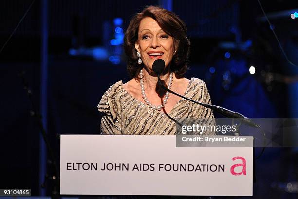 Evelyn Lauder speaks onstage at the 8th Annual Elton John AIDS Foundation�s "An Enduring Vision" at Cipriani, Wall Street on November 16, 2009 in New...