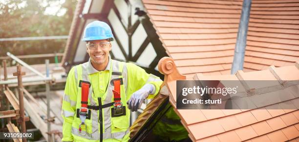 roofer portrait - safety equipment stock pictures, royalty-free photos & images