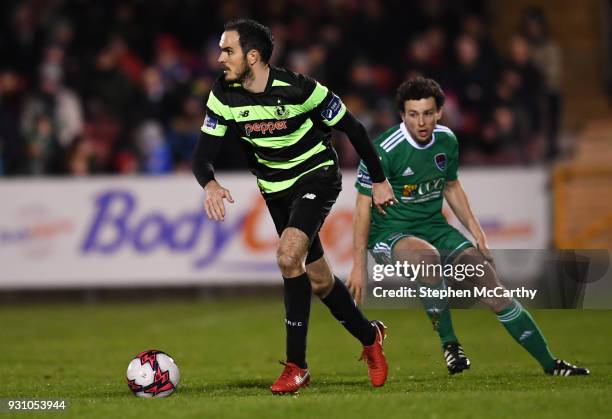 Cork , Ireland - 12 March 2018; Joey O'Brien of Shamrock Rovers in action against Barry McNamee of Cork City during the SSE Airtricity League Premier...