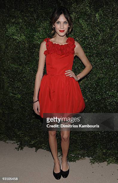 Alexa Chung walks the red carpet at The CFDA/Vogue Fashion Fund Awards at Skylight Studio on November 16, 2009 in New York City.