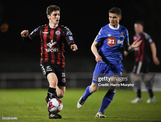 Waterford , Ireland - 12 march 2018; Dylan Watts of Bohemians in action against Gavan Holohan of Waterford during the SSE Airtricity League Premier...