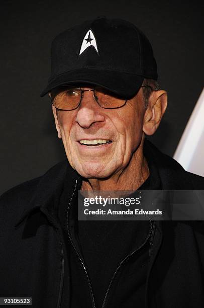 Actor Leonard Nimoy arrives at the Star Trek DVD and Blu-Ray release party at the Griffith Observatory on November 16, 2009 in Los Angeles,...