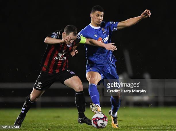 Waterford , Ireland - 12 March 2018; Derek Pender of Bohemians in action against Courtney Duffus of Waterford during the SSE Airtricity League...
