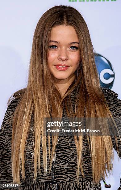 Actress Sasha Pieterse attends the "Prep & Landing" film premiere at The El Capitan Theatre on November 16, 2009 in Hollywood, California.