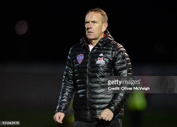Derry , United Kingdom - 12 March 2018; Derry City manager Kenny Shiels during the SSE Airtricity League Premier Division match between Derry City...