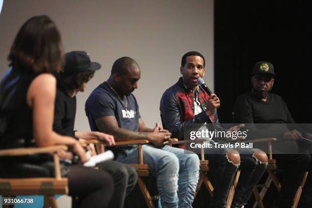 Tiffany Greene, director/showrunner Evan Rosenfeld, NFL player Duke Johnson, executive producer Maverick Carter and Luther Campbell, founder of...