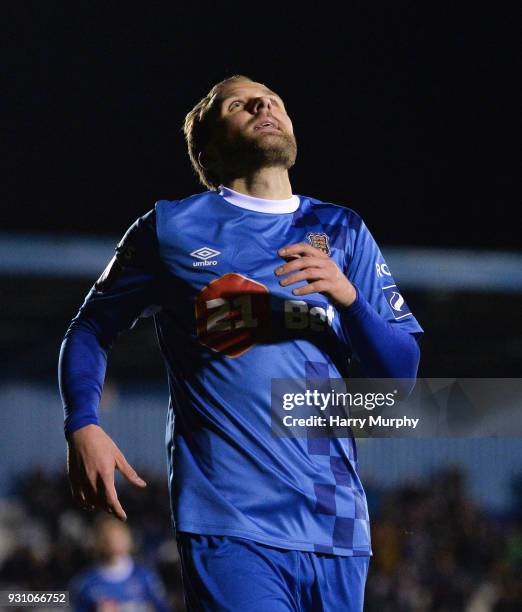 Waterford , Ireland - 12 march 2018; Sander Puri of Waterford celebrates after scoring his sides first goal during the SSE Airtricity League Premier...
