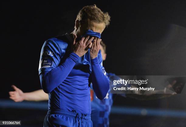 Waterford , Ireland - 12 march 2018; Sander Puri of Waterford celebrates after scoring his side's first goal during the SSE Airtricity League Premier...