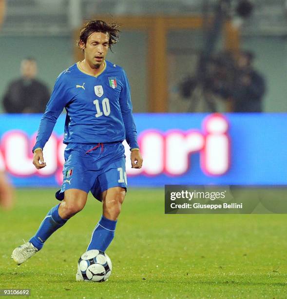 Andrea Pirlo of Italy in action during the International Friendly Match between Italy and Holland at Adriatico Stadium on November 14, 2009 in...