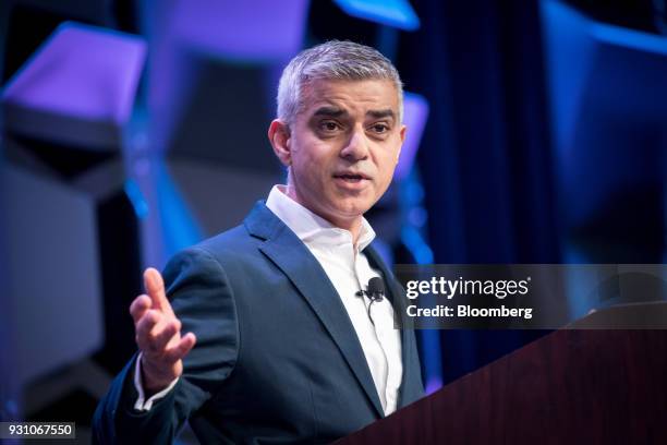 Sadiq Khan, mayor of London, speaks during a keynote session at the South By Southwest conference in Austin, Texas, U.S., on Monday, March 12, 2018....