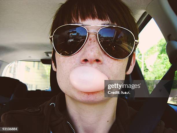 bubble gum - aviator glasses stock pictures, royalty-free photos & images