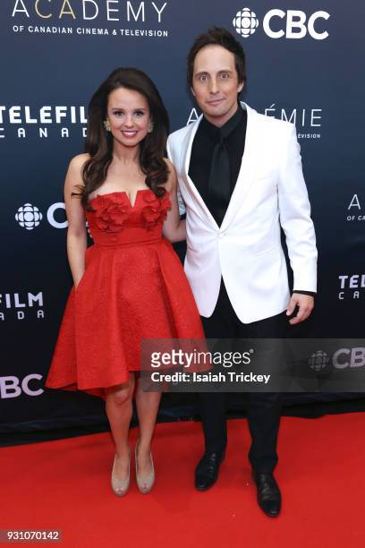 Emma Hunter and Jonny Harris arrive at the 2018 Canadian Screen Awards at the Sony Centre for the Performing Arts on March 11, 2018 in Toronto,...