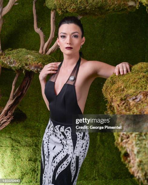 Natasha Negovanlis poses in the 2018 Canadian Screen Awards Broadcast Gala - Portrait Studio at Sony Centre for the Performing Arts on March 11, 2018...