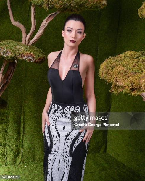 Natasha Negovanlis poses in the 2018 Canadian Screen Awards Broadcast Gala - Portrait Studio at Sony Centre for the Performing Arts on March 11, 2018...