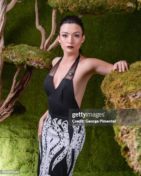 Natasha Negovanlis poses in the 2018 Canadian Screen Awards Broadcast Gala - Portrait Studio at Sony Centre for the Performing Arts on March 11, 2018...