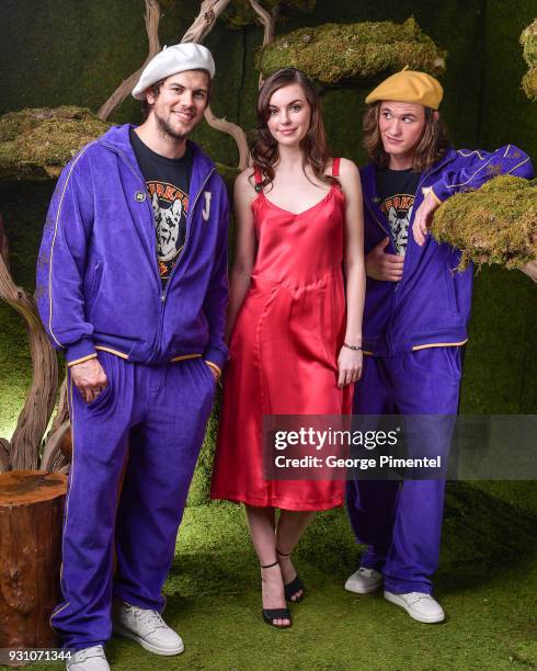 Andrew Herr, Michelle Mylett and Dylan Playfair pose in the 2018 Canadian Screen Awards Broadcast Gala - Portrait Studio at Sony Centre for the...