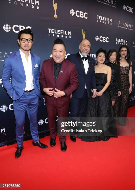 Simu Liu, Andrew Phung, Paul Sun-Hyung Lee, Jean Yoon, Andrea Bang and Nicole Power arrive at the 2018 Canadian Screen Awards at the Sony Centre for...