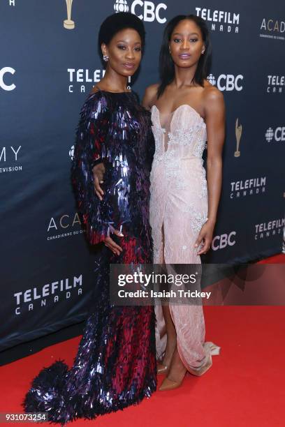 Olunike Adeliyi and Alesha Bailey arrive at the 2018 Canadian Screen Awards at the Sony Centre for the Performing Arts on March 11, 2018 in Toronto,...