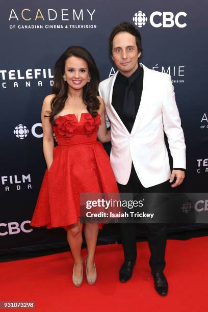 Emma Hunter and Jonny Harris arrive at the 2018 Canadian Screen Awards at the Sony Centre for the Performing Arts on March 11, 2018 in Toronto,...