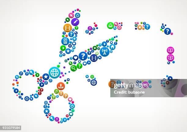 coupons cutting internet communication technology icon pattern - splitting cells stock illustrations