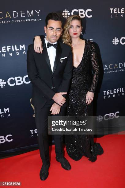 Dan Levy and Annie Murphy arrive at the 2018 Canadian Screen Awards at the Sony Centre for the Performing Arts on March 11, 2018 in Toronto, Canada.